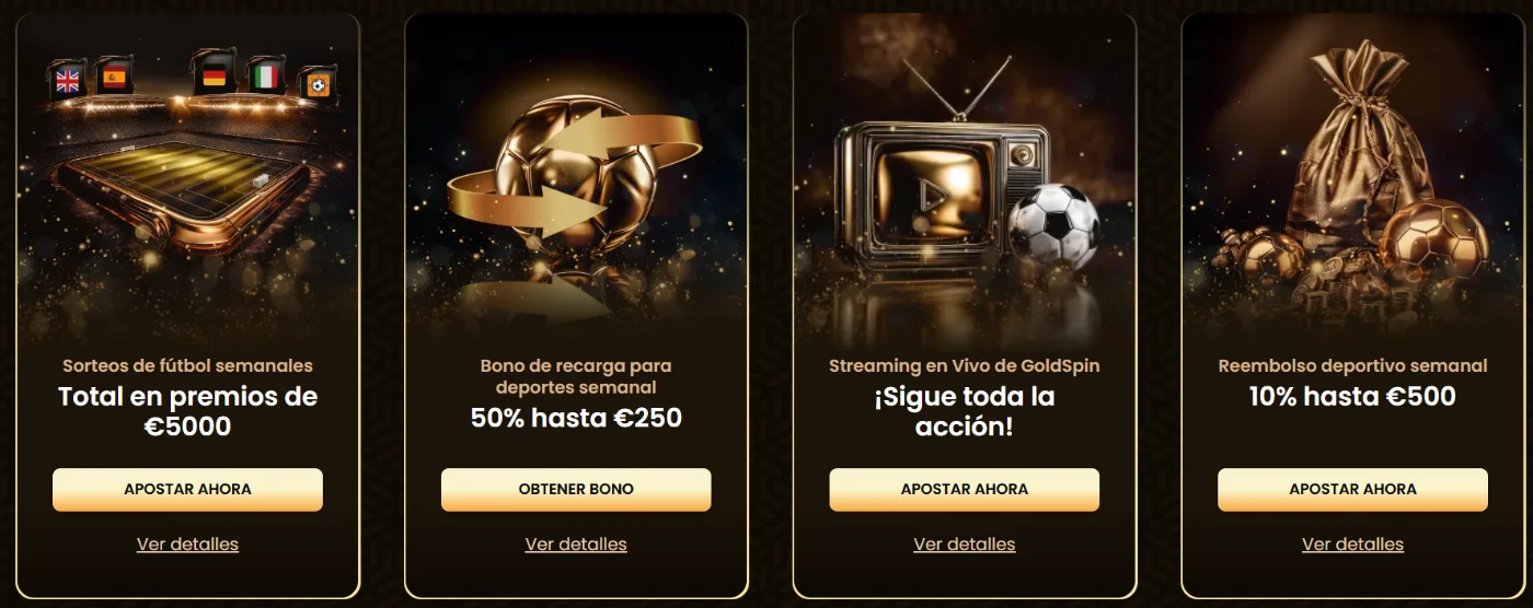 GoldSpin casino promociones deportivas con sorteos, bonos y eventos de apuestas